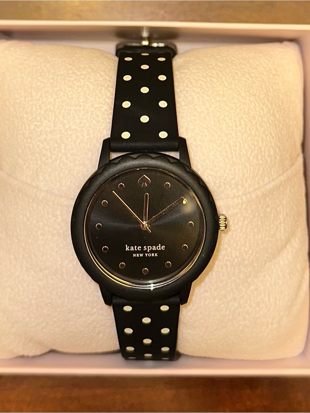 kate spade Black Watch with White Polka Dot Silicone Strap